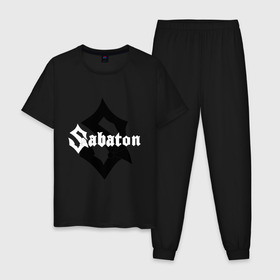 Мужская пижама хлопок с принтом SABATON. в городе Новоалтайск, 100% хлопок | брюки и футболка прямого кроя, без карманов, на брюках мягкая резинка на поясе и по низу штанин
 | sabaton | даниель муллбак | йоаким броден | крис рёланд | оскар монтелиус | пэр сундстрём | рикард сунден | сабатон | тоббе энглунд | томми юханссон | ханнес ван дал