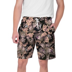 Мужские шорты 3D с принтом Juice WRLD в городе Новоалтайск,  полиэстер 100% | прямой крой, два кармана без застежек по бокам. Мягкая трикотажная резинка на поясе, внутри которой широкие завязки. Длина чуть выше колен | juice wrld | rap | raper | блевота | голова | лицо | паттерн | репер | рэп