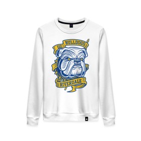 Женский свитшот хлопок с принтом GO BULLDOGS в городе Новоалтайск, 100% хлопок | прямой крой, круглый вырез, на манжетах и по низу широкая трикотажная резинка  | arch2ie | betty cooper | cw | go bulldogs | jughead | pop s | riverdale | vdgerir | ривердейл | сидаб