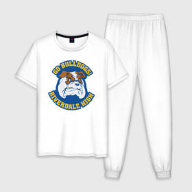 Мужская пижама хлопок с принтом GO BULLDOGS в городе Новоалтайск, 100% хлопок | брюки и футболка прямого кроя, без карманов, на брюках мягкая резинка на поясе и по низу штанин
 | archie | betty cooper | cw | go bulldogs | jughead | pop s | riverdale | vdgerir | ривердейл | сидаб