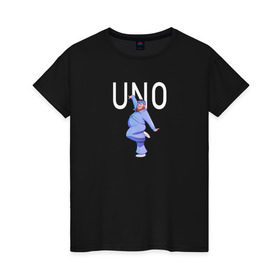 Женская футболка хлопок с принтом Little Big - UNO Пухляш в городе Новоалтайск, 100% хлопок | прямой крой, круглый вырез горловины, длина до линии бедер, слегка спущенное плечо | faradenza | go bananas | im ok | litl big | little big | skibidi | uno | евро | евровидение | евровиденье | литл биг | прусикин | пухляшь | скибиди | соня | уно | фаразенда | хейтерс