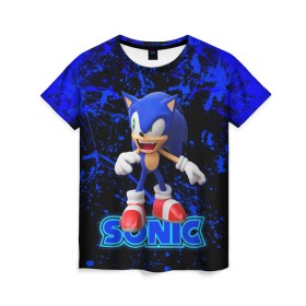 Женская футболка 3D с принтом Sonic. в городе Новоалтайск, 100% полиэфир ( синтетическое хлопкоподобное полотно) | прямой крой, круглый вырез горловины, длина до линии бедер | game | sonic | sonic the hedgehog | видеоигра | доктор эггман | ёж | ёж соник | игра | сега | синий антропоморфный ёж | соник | соник в кино