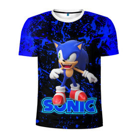 Мужская футболка 3D спортивная с принтом Sonic. в городе Новоалтайск, 100% полиэстер с улучшенными характеристиками | приталенный силуэт, круглая горловина, широкие плечи, сужается к линии бедра | game | sonic | sonic the hedgehog | видеоигра | доктор эггман | ёж | ёж соник | игра | сега | синий антропоморфный ёж | соник | соник в кино