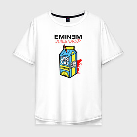Мужская футболка хлопок Oversize с принтом Eminem Juice WRLD Godzilla в городе Новоалтайск, 100% хлопок | свободный крой, круглый ворот, “спинка” длиннее передней части | 100 сок | eminem | godzilla | juice | juice wrld | logo | music | rap | альбом | годзилла | джус | джюс | лейбл | лирика | лирический | лого | логотип | рэп | сок | трубочка | эминем