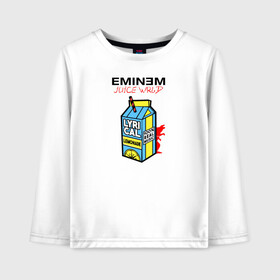 Детский лонгслив хлопок с принтом Eminem Juice WRLD Godzilla в городе Новоалтайск, 100% хлопок | круглый вырез горловины, полуприлегающий силуэт, длина до линии бедер | 100 сок | eminem | godzilla | juice | juice wrld | logo | music | rap | альбом | годзилла | джус | джюс | лейбл | лирика | лирический | лого | логотип | рэп | сок | трубочка | эминем