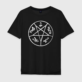 Мужская футболка хлопок Oversize с принтом Devils Trap (White) в городе Новоалтайск, 100% хлопок | свободный крой, круглый ворот, “спинка” длиннее передней части | supernatural | vdzabma | сверхъестественное