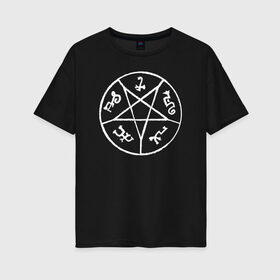 Женская футболка хлопок Oversize с принтом Devils Trap (White) в городе Новоалтайск, 100% хлопок | свободный крой, круглый ворот, спущенный рукав, длина до линии бедер
 | supernatural | vdzabma | сверхъестественное