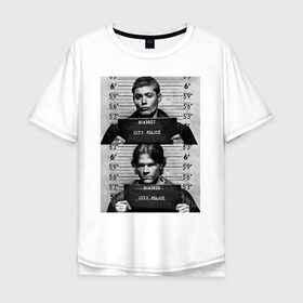 Мужская футболка хлопок Oversize с принтом Winchester Brothers в городе Новоалтайск, 100% хлопок | свободный крой, круглый ворот, “спинка” длиннее передней части | dean winchester | sam winchester | supernatural | vdzabma | дин винчестер | сверхъестественное | сэм винчестер
