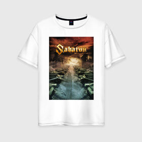 Женская футболка хлопок Oversize с принтом SABATON в городе Новоалтайск, 100% хлопок | свободный крой, круглый ворот, спущенный рукав, длина до линии бедер
 | sabaton | даниель муллбак | йоаким броден | крис рёланд | оскар монтелиус | пэр сундстрём | рикард сунден | сабатон | тоббе энглунд | томми юханссон | ханнес ван дал
