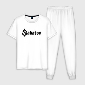 Мужская пижама хлопок с принтом SABATON в городе Новоалтайск, 100% хлопок | брюки и футболка прямого кроя, без карманов, на брюках мягкая резинка на поясе и по низу штанин
 | sabaton | даниель муллбак | йоаким броден | крис рёланд | оскар монтелиус | пэр сундстрём | рикард сунден | сабатон | тоббе энглунд | томми юханссон | ханнес ван дал