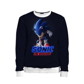 Детский свитшот 3D с принтом Sonic в городе Новоалтайск, 100% полиэстер | свободная посадка, прямой крой, мягкая тканевая резинка на рукавах и понизу свитшота | Тематика изображения на принте: sonic | sonic 2020 | ежик | кино | мультфильм | соник 2020 | соник фильм