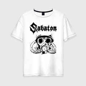 Женская футболка хлопок Oversize с принтом SABATON в городе Новоалтайск, 100% хлопок | свободный крой, круглый ворот, спущенный рукав, длина до линии бедер
 | sabaton | даниель муллбак | йоаким броден | крис рёланд | оскар монтелиус | пэр сундстрём | рикард сунден | сабатон | тоббе энглунд | томми юханссон | ханнес ван дал