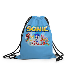 Рюкзак-мешок 3D с принтом SONIC в городе Новоалтайск, 100% полиэстер | плотность ткани — 200 г/м2, размер — 35 х 45 см; лямки — толстые шнурки, застежка на шнуровке, без карманов и подкладки | hedgehog | metal sonic | silver | silver the hedgehog | sonic | sonic boom | sonic the hedgehog | еж | ёж сонник | ежик | игры | кино | соник | соник в кино | сонник | фильм
