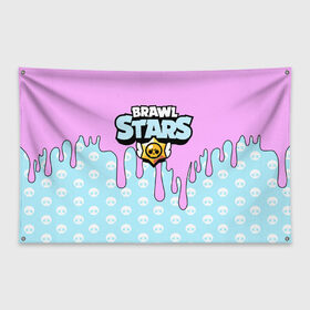 Флаг-баннер с принтом BRAWL STARS в городе Новоалтайск, 100% полиэстер | размер 67 х 109 см, плотность ткани — 95 г/м2; по краям флага есть четыре люверса для крепления | 8 bit | android | brawl | brawl stars | clash | clash royale | game | leon | royale | sprout | stars | андроид | игра | кольт | леон | мобильные игры | спраут