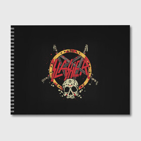 Альбом для рисования с принтом SLAYER в городе Новоалтайск, 100% бумага
 | матовая бумага, плотность 200 мг. | Тематика изображения на принте: blood | rock | slayer | группа slayer | кости | музыка | рок | череп