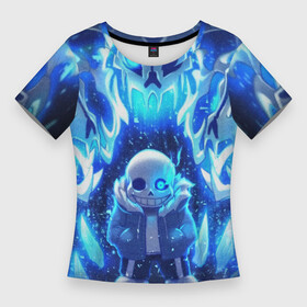 Женская футболка 3D Slim с принтом UNDERTALE | АНДЕРТЕЙЛ (Z) в городе Новоалтайск,  |  | Тематика изображения на принте: asriel dreemurr | chara | frisk | gaster blaster | sans | undertale | азриэль дримурр | андертейл | гастер | меттатон | санс | фриск | чара