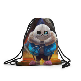 Рюкзак-мешок 3D с принтом UNDERTALE | АНДЕРТЕЙЛ (Z) в городе Новоалтайск, 100% полиэстер | плотность ткани — 200 г/м2, размер — 35 х 45 см; лямки — толстые шнурки, застежка на шнуровке, без карманов и подкладки | asriel dreemurr | chara | frisk | gaster blaster | sans | undertale | азриэль дримурр | андертале | андертейл | андрайн | гастер | меттатон | подземная история | подземная сказка | санс | ундертале | фриск | чара
