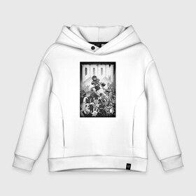 Детское худи Oversize хлопок с принтом DOOM ETERNAL в городе Новоалтайск, френч-терри — 70% хлопок, 30% полиэстер. Мягкий теплый начес внутри —100% хлопок | боковые карманы, эластичные манжеты и нижняя кромка, капюшон на магнитной кнопке | demons | devil | doom | doom eternal | doom slayer | hell | slayer | ад | демоны | дум