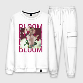 Мужской костюм хлопок с принтом Bloom в городе Новоалтайск, 100% хлопок | на свитшоте круглая горловина, мягкая резинка по низу. Брюки заужены к низу, на них два вида карманов: два “обычных” по бокам и два объемных, с клапанами, расположенные ниже линии бедра. Брюки с мягкой трикотажной резинкой на поясе и по низу штанин. В поясе для дополнительного комфорта — широкие завязки | colson baker | machine gun kelly | mgk | rap. рэп рок | колсон бэйкер | реп | репер | рэп
