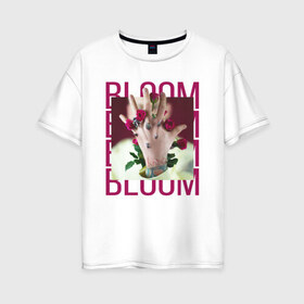 Женская футболка хлопок Oversize с принтом Bloom в городе Новоалтайск, 100% хлопок | свободный крой, круглый ворот, спущенный рукав, длина до линии бедер
 | colson baker | machine gun kelly | mgk | rap. рэп рок | колсон бэйкер | реп | репер | рэп