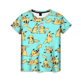 Женская футболка 3D с принтом Pikachu в городе Новоалтайск, 100% полиэфир ( синтетическое хлопкоподобное полотно) | прямой крой, круглый вырез горловины, длина до линии бедер | game | pikachu | аниме | игры | манги | покемон