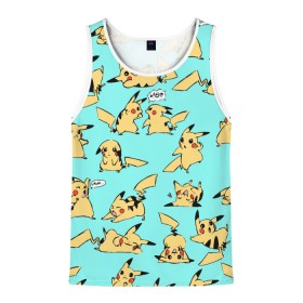 Мужская майка 3D с принтом Pikachu в городе Новоалтайск, 100% полиэстер | круглая горловина, приталенный силуэт, длина до линии бедра. Пройма и горловина окантованы тонкой бейкой | game | pikachu | аниме | игры | манги | покемон