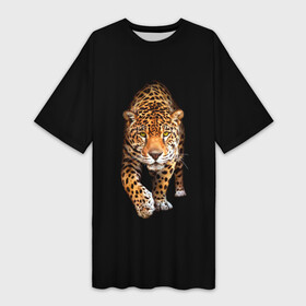 Платье-футболка 3D с принтом Ягуар в городе Новоалтайск,  |  | animal | art | black | cat | hunter | jaguar | leopard | арт | гепард | голова | животное | животные | зверь | клыки | кот | кошка | леопард | охотник | темнота | хищник | ягуар