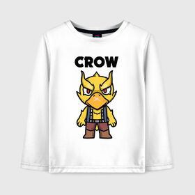 Детский лонгслив хлопок с принтом CROW в городе Новоалтайск, 100% хлопок | круглый вырез горловины, полуприлегающий силуэт, длина до линии бедер | 8 bit | brawl stars | crow | crow phoenix. | leon | leon shark | бравл старс | браво старс | ворон | игра бравл | леон | леон шарк | оборотень