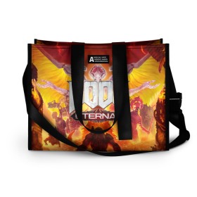 Сумка-шоппер 3D с принтом DOOM Eternal. в городе Новоалтайск, 100% полиэстер | застегивается на металлическую кнопку; внутренний карман застегивается на молнию. Стенки укреплены специальным мягким материалом, чтобы защитить содержимое от несильных ударов
 | doom eternal | esport | game | дорога в ад | дум | дум энтернал | игра | кибердемон | киберспорт | тир