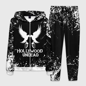 Мужской костюм 3D с принтом Hollywood Undead в городе Новоалтайск, 100% полиэстер | Манжеты и пояс оформлены тканевой резинкой, двухслойный капюшон со шнурком для регулировки, карманы спереди | charlie scene | danny | funny man | hollywood | hollywood undead | j dog | johnny 3 tears | undead | андед | голивуд | голливудская нежить | группа | кранккор | метал | нежить | реп | рок | рэп | рэпкор