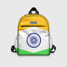 Детский рюкзак 3D с принтом ИНДИЯ | INDIA (Z) в городе Новоалтайск, 100% полиэстер | лямки с регулируемой длиной, сверху петелька, чтобы рюкзак можно было повесить на вешалку. Основное отделение закрывается на молнию, как и внешний карман. Внутри дополнительный карман. По бокам два дополнительных кармашка | Тематика изображения на принте: india | индия | нью дели | страна | флаг | флаг страны | хинди