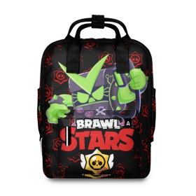 Женский рюкзак 3D с принтом Brawl stars virus 8-BIT. в городе Новоалтайск, 100% полиэстер | лямки с регулируемой длиной, сверху ручки, чтобы рюкзак нести как сумку. Основное отделение закрывается на молнию, как и внешний карман. Внутри два дополнительных кармана, один из которых закрывается на молнию. По бокам два дополнительных кармашка, куда поместится маленькая бутылочка
 | Тематика изображения на принте: 