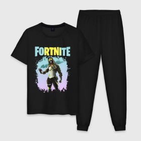 Мужская пижама хлопок с принтом FORTNITE NINJA в городе Новоалтайск, 100% хлопок | брюки и футболка прямого кроя, без карманов, на брюках мягкая резинка на поясе и по низу штанин
 | fortnite | fortnite 2 | fortnite x | marshmello | ninja | ninja hyper streamer | ninja streamer | streamer | tyler blevins | маршмелло | ниндзя | фортнайт | фортнайт 2 | фортнайт глава 2
