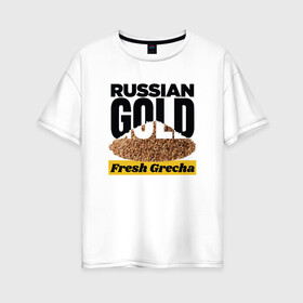 Женская футболка хлопок Oversize с принтом Russian Gold в городе Новоалтайск, 100% хлопок | свободный крой, круглый ворот, спущенный рукав, длина до линии бедер
 | biohazard | coronavirus | covid 19 | pandemia | вирус | коронавиру