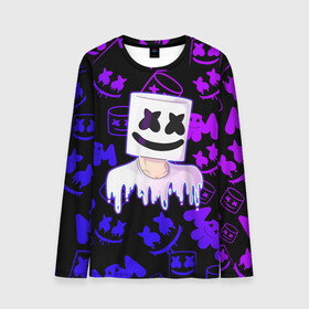 Мужской лонгслив 3D с принтом Marshmello в городе Новоалтайск, 100% полиэстер | длинные рукава, круглый вырез горловины, полуприлегающий силуэт | 2020 | cs | dj | fortnite | game | marshmello | music | neon | pubg | бомбы | ведро | ди джей | игра | краски | марш | маршмелло | музыка | неон | скин | форт | фортн | фортнайт | человек