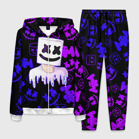 Мужской костюм 3D с принтом Marshmello в городе Новоалтайск, 100% полиэстер | Манжеты и пояс оформлены тканевой резинкой, двухслойный капюшон со шнурком для регулировки, карманы спереди | 2020 | cs | dj | fortnite | game | marshmello | music | neon | pubg | бомбы | ведро | ди джей | игра | краски | марш | маршмелло | музыка | неон | скин | форт | фортн | фортнайт | человек