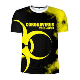 Мужская футболка 3D спортивная с принтом Coronavirus 2019 - nCoV в городе Новоалтайск, 100% полиэстер с улучшенными характеристиками | приталенный силуэт, круглая горловина, широкие плечи, сужается к линии бедра | 2019   ncov | coronavirus | covid | covid 19 | ncov | virus | арт | биологическая опасность | болезнь | вирус | знак | карантин | корона | коронавирус | короновирус | мем | мой руки | оставайся дома | пандемия | помой руки