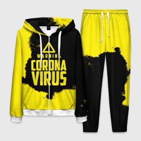Мужской костюм 3D с принтом Warning Coronavirus в городе Новоалтайск, 100% полиэстер | Манжеты и пояс оформлены тканевой резинкой, двухслойный капюшон со шнурком для регулировки, карманы спереди | 2019   ncov | coronavirus | covid | covid 19 | ncov | virus | арт | биологическая опасность | болезнь | вирус | знак | карантин | корона | коронавирус | короновирус | мем | мой руки | оставайся дома | пандемия | помой руки
