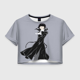 Женская футболка Crop-top 3D с принтом Ryuunosuke Akutagawa в городе Новоалтайск, 100% полиэстер | круглая горловина, длина футболки до линии талии, рукава с отворотами | akutagawa | bungou | diablo | dogs | mafia | port | rasemon | ryuunosuke | stray | акутагава | бродячих | гении | дьябло | литературные | мафия | портовая | проза | псов | расемон | рюноске | рюносукэ