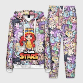 Мужской костюм 3D с принтом BrawlStars Girls (Oko) в городе Новоалтайск, 100% полиэстер | Манжеты и пояс оформлены тканевой резинкой, двухслойный капюшон со шнурком для регулировки, карманы спереди | Тематика изображения на принте: 