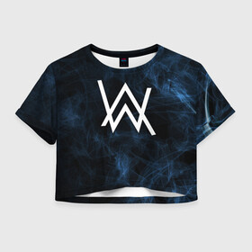 Женская футболка Crop-top 3D с принтом Alan Walker в городе Новоалтайск, 100% полиэстер | круглая горловина, длина футболки до линии талии, рукава с отворотами | alan | alan walker | walker | алан | алан уокер | вокер | волкер | уокер | уолкер