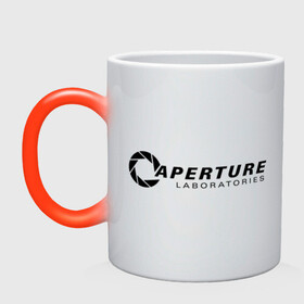 Кружка хамелеон с принтом Aperture Science логотип в городе Новоалтайск, керамика | меняет цвет при нагревании, емкость 330 мл | aperture science | half life | portal | valve | валв | портал | халф лайф