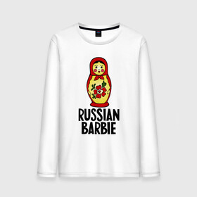 Мужской лонгслив хлопок с принтом Russian barbie в городе Новоалтайск, 100% хлопок |  | barbie | russian | russian barbie | барби | матрёшка | русская барби