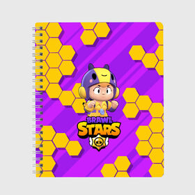 Тетрадь с принтом Brawl Stars BEA в городе Новоалтайск, 100% бумага | 48 листов, плотность листов — 60 г/м2, плотность картонной обложки — 250 г/м2. Листы скреплены сбоку удобной пружинной спиралью. Уголки страниц и обложки скругленные. Цвет линий — светло-серый
 | bea | brawl stars | bull | colt | crow | leon | leon shark | shark | stars | акула | берли | биа | ворон | динамайк | кольт | леон | леон акула | нита | спайк | шелли | эль примо