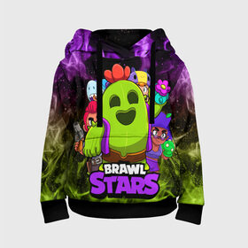 Детская толстовка 3D с принтом BRAWL STARS SPIKE в городе Новоалтайск, 100% полиэстер | двухслойный капюшон со шнурком для регулировки, мягкие манжеты на рукавах и по низу толстовки, спереди карман-кенгуру с мягким внутренним слоем | bea | brawl stars | brawl stars spike | brawler | colt | leon shark | rosa | spike | беа | бравл старз | бравлер | кольт | леон акула | роза | спайк