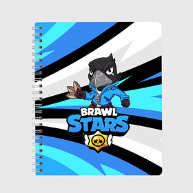 Тетрадь с принтом BRAWL STARS CROW в городе Новоалтайск, 100% бумага | 48 листов, плотность листов — 60 г/м2, плотность картонной обложки — 250 г/м2. Листы скреплены сбоку удобной пружинной спиралью. Уголки страниц и обложки скругленные. Цвет линий — светло-серый
 | 8 bit | 8 бит | bibi | brawl stars | crow | el brown | leon | leon shark | max | mr.p | sally leon | shark | stars | virus | werewolf | акула | биби | вирус | ворон | леон | оборотень | пингвин