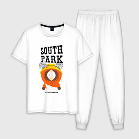 Мужская пижама хлопок с принтом South Park Кенни в городе Новоалтайск, 100% хлопок | брюки и футболка прямого кроя, без карманов, на брюках мягкая резинка на поясе и по низу штанин
 | south park | баттерс | кайл | кени | кеннет | кенни | мультик | саус парк | стэнли | эрик | южный парк