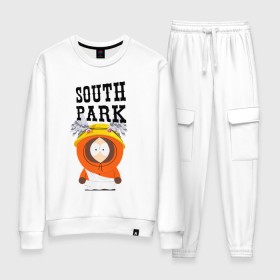 Женский костюм хлопок с принтом South Park Кенни в городе Новоалтайск, 100% хлопок | на свитшоте круглая горловина, мягкая резинка по низу. Брюки заужены к низу, на них два вида карманов: два 