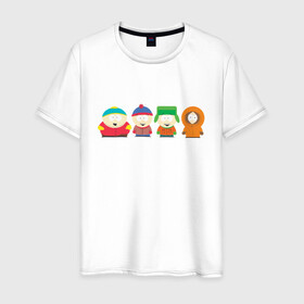 Мужская футболка хлопок с принтом SOUTH PARK. в городе Новоалтайск, 100% хлопок | прямой крой, круглый вырез горловины, длина до линии бедер, слегка спущенное плечо. | south park | американская культура | американский мультсериал | колорадо | пародия | саус парк | саут парк | черный юмор | четыре мальчика | шоу | южный парк