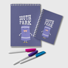 Блокнот с принтом South Park Полотенчико в городе Новоалтайск, 100% бумага | 48 листов, плотность листов — 60 г/м2, плотность картонной обложки — 250 г/м2. Листы скреплены удобной пружинной спиралью. Цвет линий — светло-серый
 | south park | баттерс | кайл | кени | кеннет | кенни | мультик | саус парк | стэнли | эрик | южный парк
